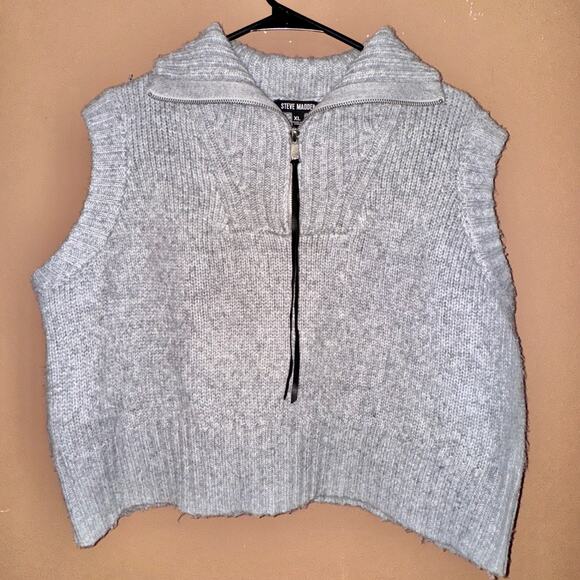 Steve Madden Women's Cropped 1/2 Zip Fleece Vest Gray Size XL - Picture 1 of 7